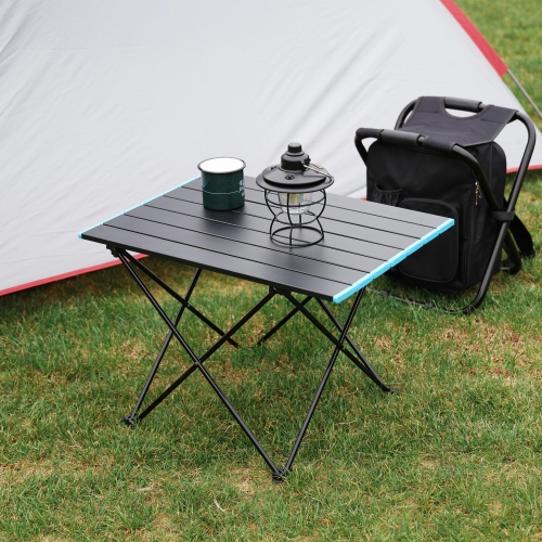 3tlg Mobilier de camping-Set Alu Table de camping table 'montagnes' 90x60cm 2x Chaise pliante Noir 