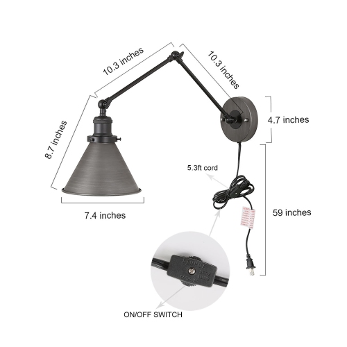 Modern 1-Light Swing Arm Wall Lamp