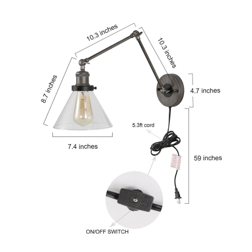 Modern 1-Light Swing Arm Wall Lamp