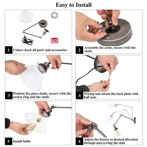 Modern 1-Light Swing Arm Wall Lamp