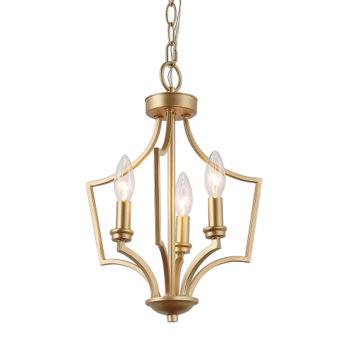 Modern 3-Light Golden Candelabras Chandelier
