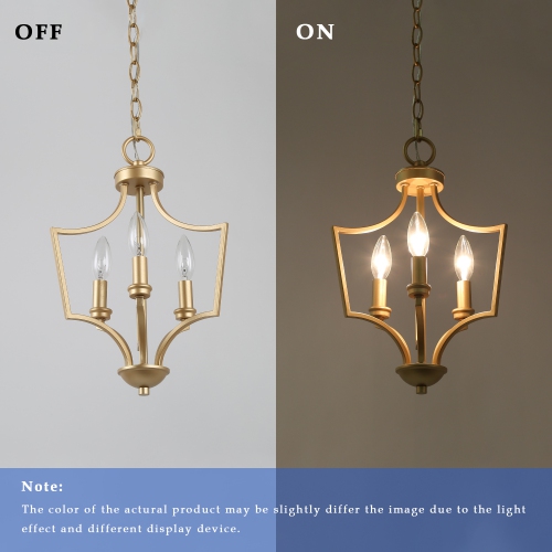 Modern 3-Light Golden Candelabras Chandelier