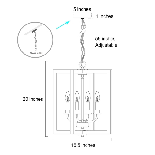 Farmhouse 4-Light Pinewood Chandelier with Brush Silver Accent