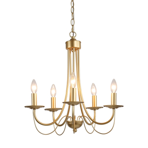 Modern 5-Light Traditional Gold Chandelier with Candelabras