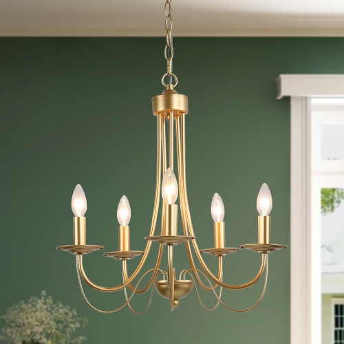 Modern 5-Light Traditional Gold Chandelier with Candelabras