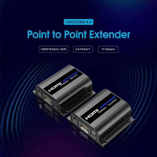 Speedex LKV372AE-4.0 HDMI & IR Extender over Single Cat6/6a/7. 1080P@60Hz up to 70m with IR, Zero delay Transmitter & Receiver Kit