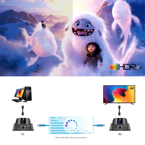 Speedex LKV372AE-4.0 HDMI & IR Extender over Single Cat6/6a/7. 1080P@60Hz up to 70m with IR, Zero delay Transmitter & Receiver Kit