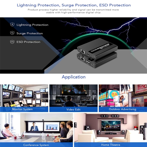 Speedex LKV223KVM Extends HDMI signal over single CAT6/6a/7 cable up to 70m with KVM remote control, 1080P@60Hz, zero latency Point to Point HDMI