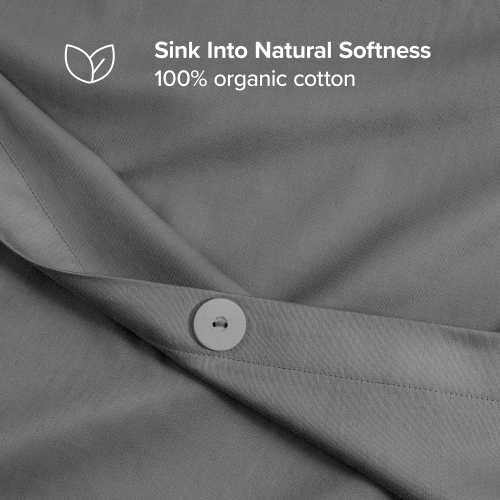 ENS. Housse de douillette 100 % coton biologique Bare Home - satin lisse - chaud et luxueux - écologique