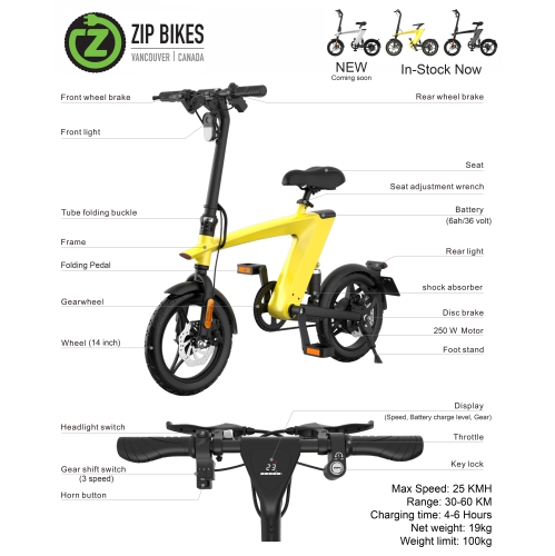 Zip Bike - Foldable compact e-Bike - White