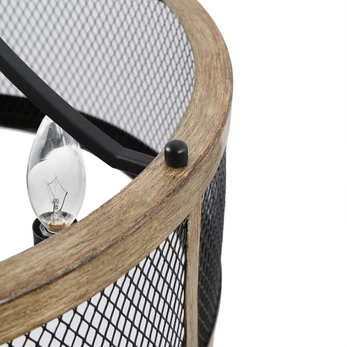 Farmhouse 4-Light Modern Drum Chandelier with Wood Accent