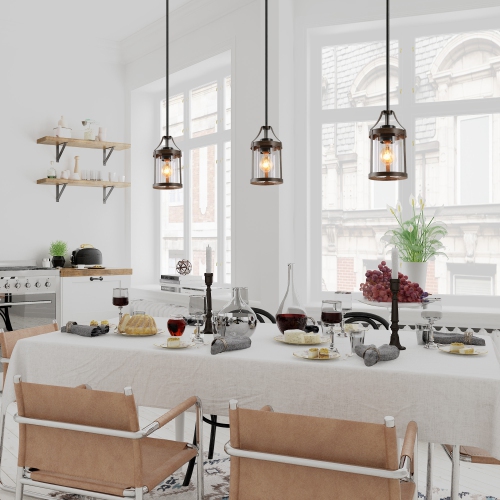 Rustic 1-Light Single Cylinder Pendant with Wood Accent