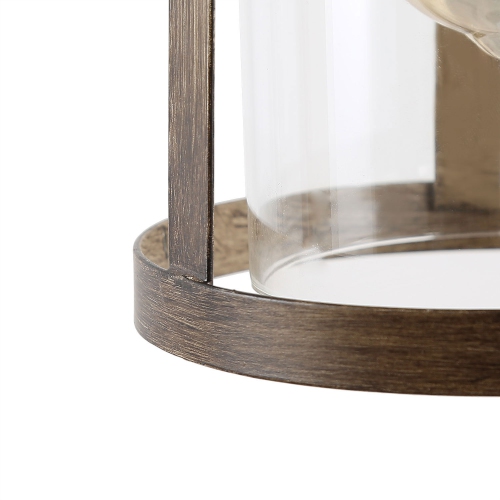 Rustic 1-Light Single Cylinder Pendant with Wood Accent