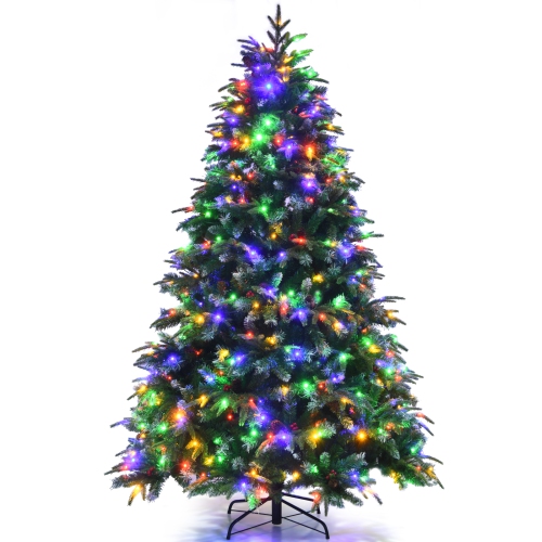 Topbuy 5ft Hinged Life-Like Christmas Tree W/ 250 LED Lights Pre-Lit Artificial Xmas Tree W/ 581 PE & PVC Leaves