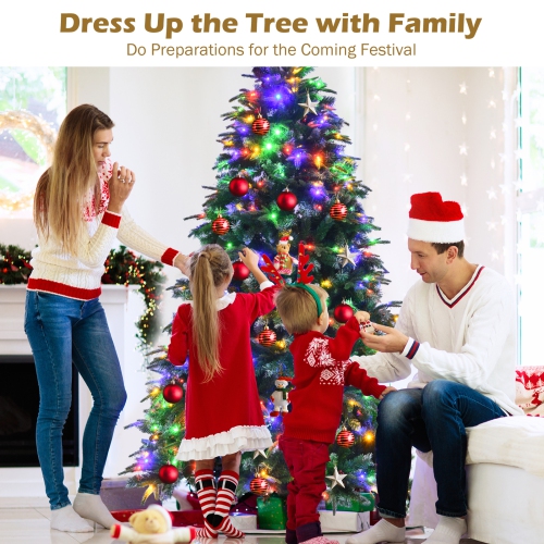 Topbuy 5ft Hinged Life-Like Christmas Tree W/ 250 LED Lights Pre-Lit Artificial Xmas Tree W/ 581 PE & PVC Leaves