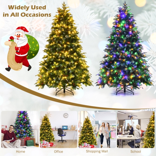Topbuy 5ft Hinged Life-Like Christmas Tree W/ 250 LED Lights Pre-Lit Artificial Xmas Tree W/ 581 PE & PVC Leaves