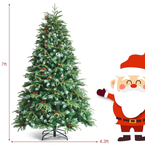 Topbuy 5ft Hinged Life-Like Christmas Tree W/ 250 LED Lights Pre-Lit Artificial Xmas Tree W/ 581 PE & PVC Leaves