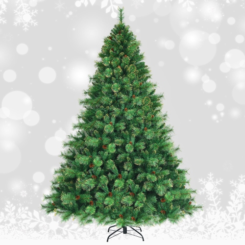 Topbuy Realistic Christmas Hinged Tree W/ 350 LED Lights 6FT Pre-Lit Artificial Xmas Tree W/ 777 PVC Branch Tips