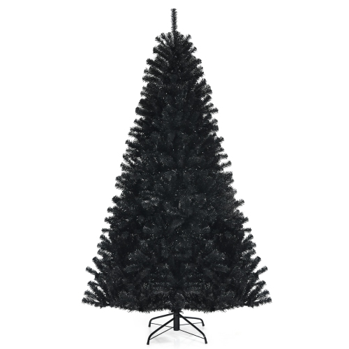 TOPBUY  6 Ft Artificial Christmas Tree Halloween Tree W/ 250 Purple Led Lights In Black