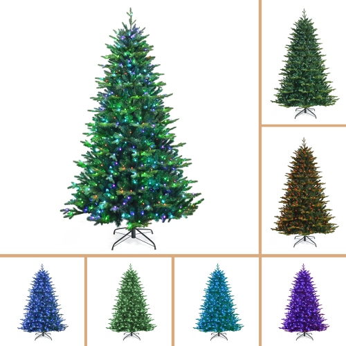 Topbuy 6 Ft APP Controlled Christmas Tree, PE/PVC Xmas Tree w/ 420 Color Changing LED Lights & 1740 Branch Tips