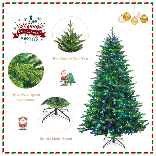 Topbuy 6 Ft APP Controlled Christmas Tree, PE/PVC Xmas Tree w/ 420 Color Changing LED Lights & 1740 Branch Tips