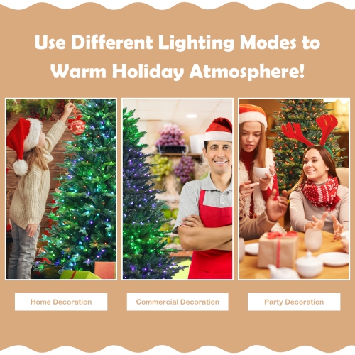 Topbuy 6 Ft APP Controlled Christmas Tree, PE/PVC Xmas Tree w/ 420 Color Changing LED Lights & 1740 Branch Tips