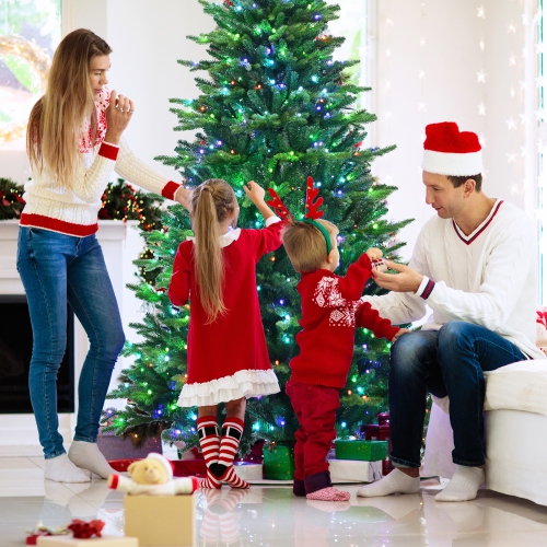 Topbuy 6 Ft APP Controlled Christmas Tree, PE/PVC Xmas Tree w/ 420 Color Changing LED Lights & 1740 Branch Tips