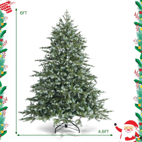 Topbuy 6/7/8ft Evergreen Artificial Christmas Tree, Mixed PE & PVC Tree Metal Stand Included, Unlit Xmas Tree for Festival