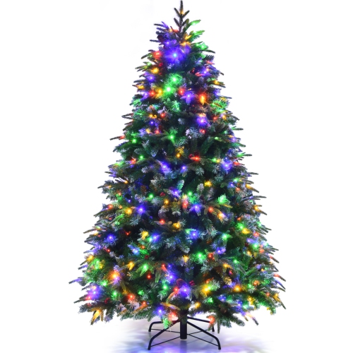 Topbuy 5ft Hinged Life-Like Christmas Tree W/ 250 LED Lights Pre-Lit Artificial Xmas Tree W/ 581 PE & PVC Leaves