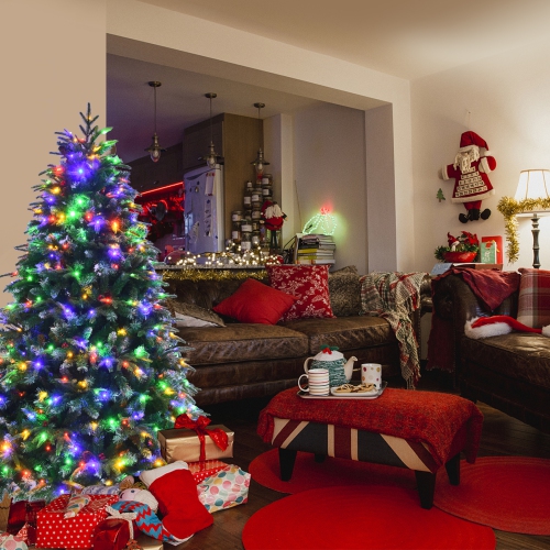 Topbuy 5ft Hinged Life-Like Christmas Tree W/ 250 LED Lights Pre-Lit Artificial Xmas Tree W/ 581 PE & PVC Leaves