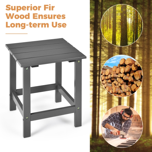 Patiojoy 3PCS Patio Adirondack Chair Side Table Set Solid Wood Garden Deck Bistro Set Classic Furniture Fire Pit Chair Set