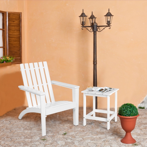 Patiojoy 3PCS Patio Adirondack Chair Side Table Set Solid Wood Garden Deck Bistro Set Classic Furniture Fire Pit Chair Set