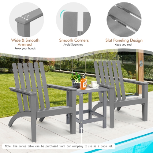 Patiojoy Wooden Adirondack Chair W/Ergonomic Design Outdoor Lounge Armchair Acacia Wood chair for Yard&Patio Black/Gray/White