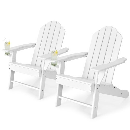 TOPBUY  Patiojoy 2PCs Adirondack Chair Outdoor Fire Pit Chair w Cup Holde Weather Resistant Lounger Chair for Backyard Garden Patio And Deck