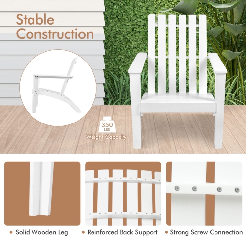 Patiojoy Wooden Adirondack Chair W/Ergonomic Design Outdoor Lounge Armchair Acacia Wood chair for Yard&Patio Black/Gray/White