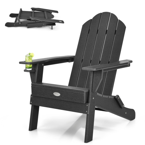 TOPBUY  Patiojoy Folding Adirondack Chair Outdoor Adirondack Chair Weather Resistant Lounger Fire Pit Chair for Backyard Porch Poolside