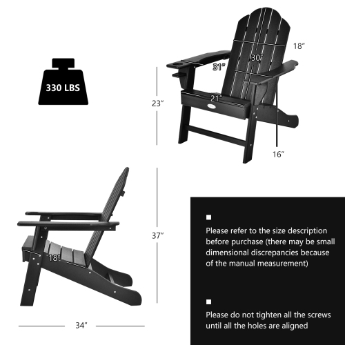 Patiojoy Adirondack Chair Outdoor Fire Pit Chair with Cup Holde Weather Resistant Lounger Chair for Backyard Garden Patio and Deck