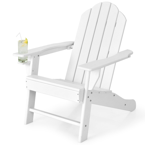 TOPBUY  Patiojoy Adirondack Chair Outdoor Fire Pit Chair w Cup Holde Weather Resistant Lounger Chair for Backyard Garden Patio And Deck