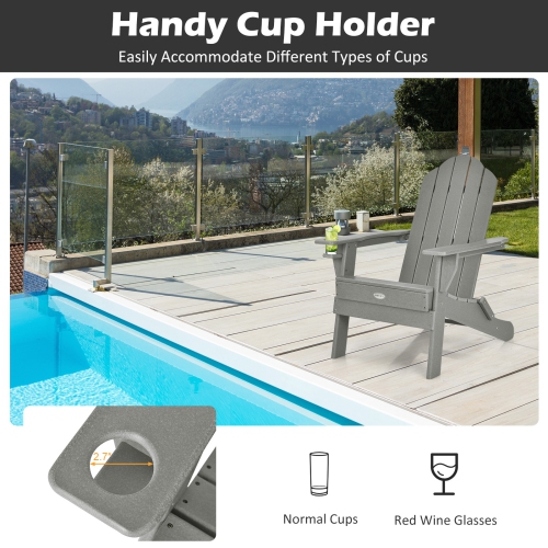 Patiojoy Folding Adirondack Chair Outdoor Adirondack Chair Weather Resistant Lounger Fire Pit Chair for Backyard Porch Poolside