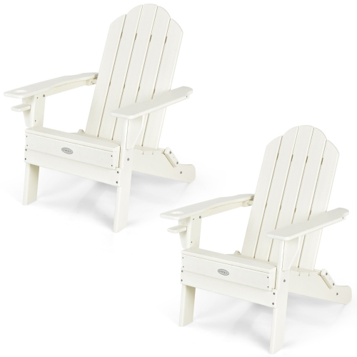 TOPBUY  Patiojoy 2PCs Folding Adirondack Chair Outdoor Adirondack Chair Weather Resistant Lounger Fire Pit Chair for Backyard Porch Poolside