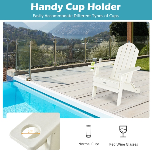 Patiojoy Folding Adirondack Chair Outdoor Adirondack Chair Weather Resistant Lounger Fire Pit Chair for Backyard Porch Poolside