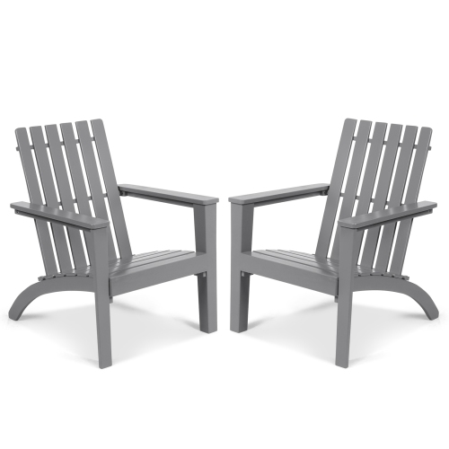 TOPBUY  Patiojoy 2PCs Wooden Adirondack Chair W/ergonomic Design Outdoor Lounge Armchair Acacia Wood Chair for Yard&patio Black/gray/white