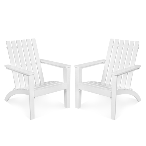 TOPBUY  Patiojoy 2PCs Wooden Adirondack Chair W/ergonomic Design Outdoor Lounge Armchair Acacia Wood Chair for Yard&patio Black/gray/white