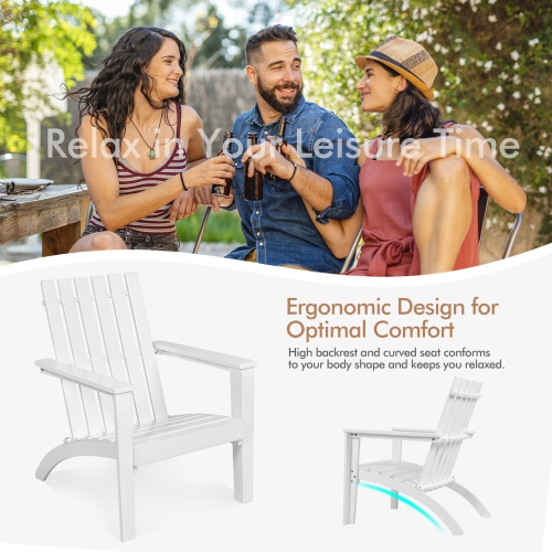 Patiojoy 2PCS Wooden Adirondack Chair W/Ergonomic Design Outdoor Lounge Armchair Acacia Wood chair for Yard&Patio Black/Gray/White