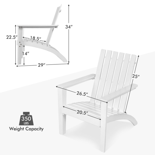 Patiojoy 2PCS Wooden Adirondack Chair W/Ergonomic Design Outdoor Lounge Armchair Acacia Wood chair for Yard&Patio Black/Gray/White