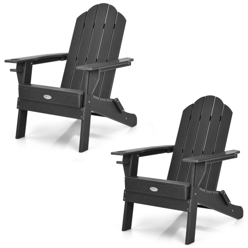TOPBUY  Patiojoy 2PCs Folding Adirondack Chair Outdoor Adirondack Chair Weather Resistant Lounger Fire Pit Chair for Backyard Porch Poolside