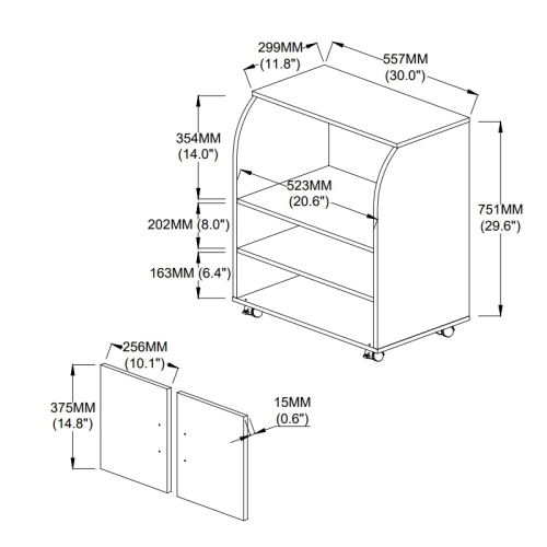 Pemberly Row Microwave Kitchen Cart in Beech
