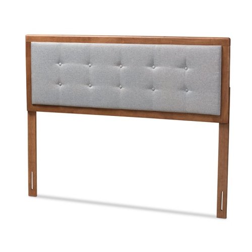 Baxton Studio Sarine Mid-Century Wood Tufted King Headboard in Light Gray