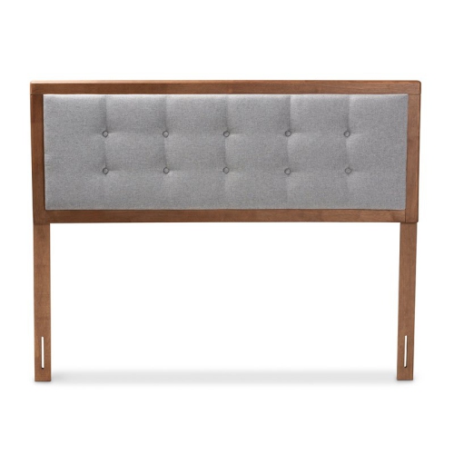 Baxton Studio Sarine Mid-Century Wood Tufted King Headboard in Light Gray