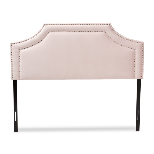 Baxton Studio Avignon Velvet and Wood Queen Headboard in Light Pink